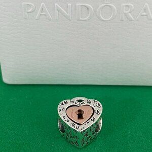 Pandora Two-tone Padlock Splittable Heart Charm Rose Gold-Plated